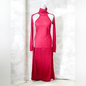 NWT Out Modulation Sheer High Slit Maxi Dress DARKER WAVS Oversized